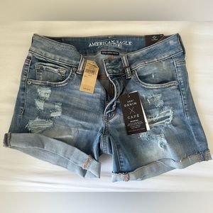 American Eagle Midi Low Rise Denim Shorts